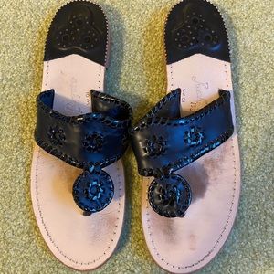 Jack Rogers Jacks Flat Sandal - Black w Patent